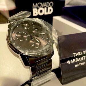 Men’s Movado Bold 44mm Chronograph Gunmetal Watch (New)